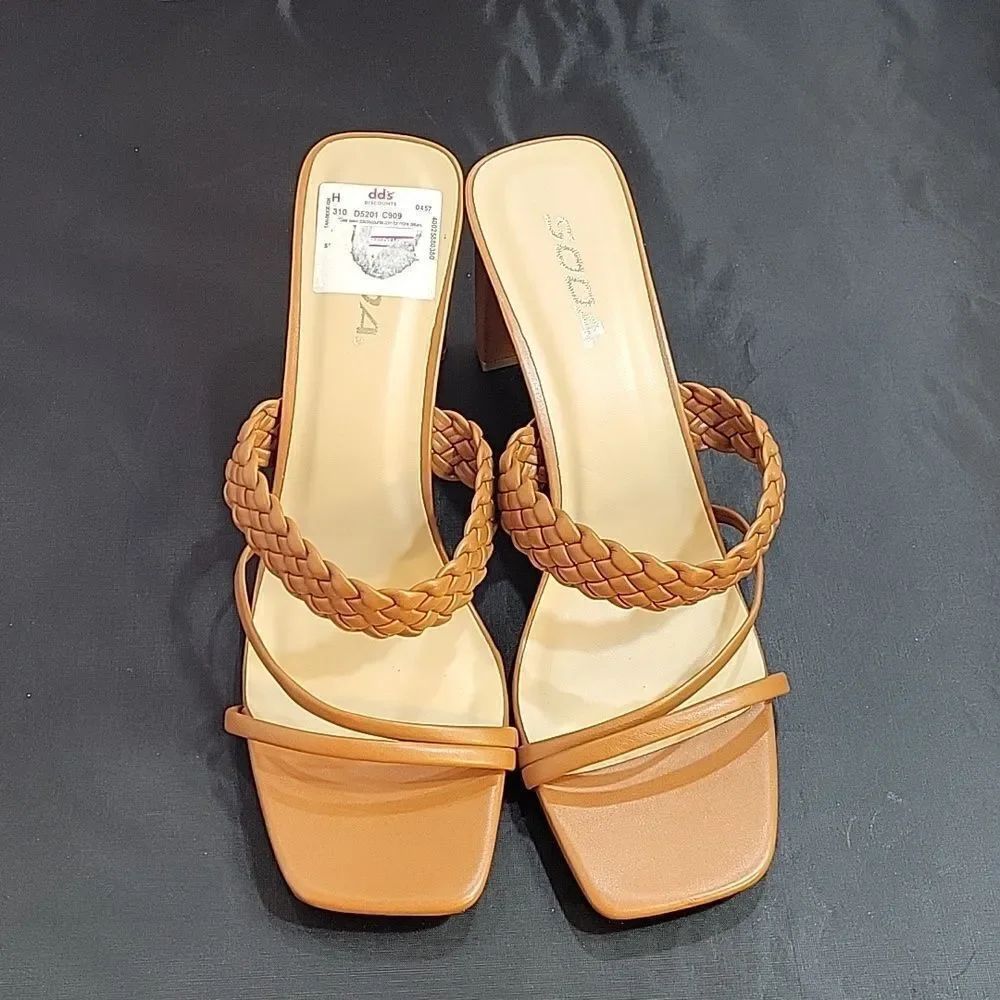 New Women's Braided Heeled Mules Square Toe Block Heel Sandals Carmen By — image 4 of 8